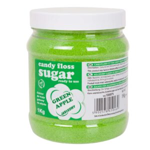 Kolorowy cukier do waty cukrowej zielony o smaku jabłkowym 1kg 3 Kolorowy cukier do waty cukrowej zielony o smaku jabłkowym 1kg - obrazek 1