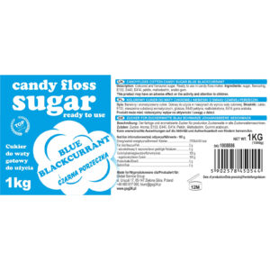Kolorowy cukier do waty cukrowej niebieski o smaku czarnej porzeczki 1kg - obrazek 2