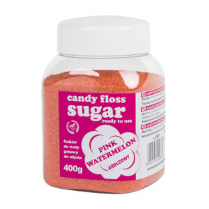Kolorowy cukier do waty cukrowej różowy o smaku arbuzowym 400g 2 Kolorowy cukier do waty cukrowej różowy o smaku arbuzowym 400g - obrazek 1