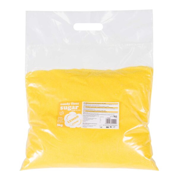 Kolorowy smakowy cukier do waty cukrowej żółty o smaku cytrynowym 5kg 1 1009869 2