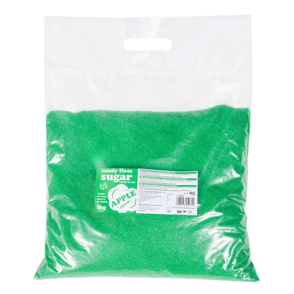 Kolorowy smakowy cukier do waty cukrowej zielony o smaku jabłkowym 5kg 1 1009871 2