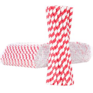 Słomki papierowe BIO ekologiczne PAPER STRAWS 6/205mm - biało-czerwone 500szt. - obrazek 1