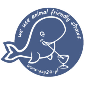 Naklejka na drzwi do lokalu słomki papierowe We Use Animal Friendly Straws 12x10cm 1 Naklejka na drzwi do lokalu słomki papierowe We Use Animal Friendly Straws 12x10cm - obrazek 1