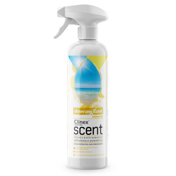 Skoncentrowany odświeżacz powietrza rozpylany na powierzchnie CLINEX Scent - Słoneczny Dzień 500ML 1 1011446 77 906 5907513270317 clinex scent sloneczny dzien 500ml