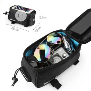 Torba na telefon na ramę rowerową na ramę pokrowiec na telefon do 6.5 cala 1.5L czarny 12 Torba na telefon na ramę rowerową na ramę pokrowiec na telefon do 6.5 cala 1.5L czarny - obrazek 2