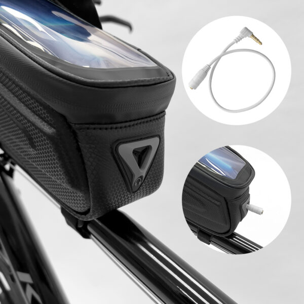 Torba rowerowa na ramę z etui na telefon 1.7 l czarna 4 1016488 5 torba rowerowa na rame z etui na telefon wozinsky hurtownia sklep
