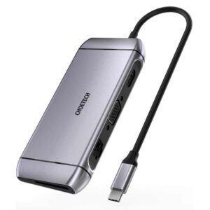 Wielofunkcyjny HUB USB czytnik kart SD i TF HDMI 4K VGA Full HD RJ45 9w1 szary - obrazek 1
