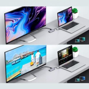 Wielofunkcyjny HUB USB czytnik kart SD i TF HDMI 4K VGA Full HD RJ45 9w1 szary - obrazek 5