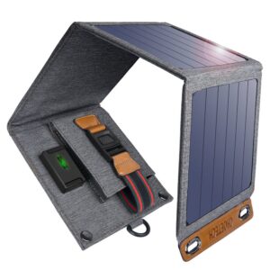 Ładowarka solarna do telefonu turystyczna z USB 14W rozkładana szara - obrazek 1