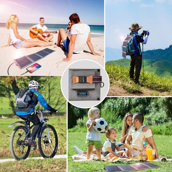 Ładowarka solarna do telefonu turystyczna z USB 14W rozkładana szara 9 1016581 10 ladowarka solarna do telefonu turystyczn choetech hurtownia sklep