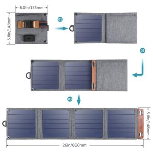 Ładowarka solarna do telefonu turystyczna z USB 14W rozkładana szara - obrazek 2