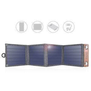 Ładowarka solarna do telefonu turystyczna z USB 14W rozkładana szara - obrazek 4