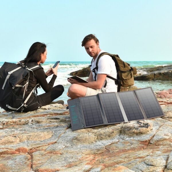 Ładowarka solarna słoneczna turystyczna USB USB C 36W QC PD szara 2 1016583 3 ladowarka solarna sloneczna turystyczna choetech hurtownia sklep