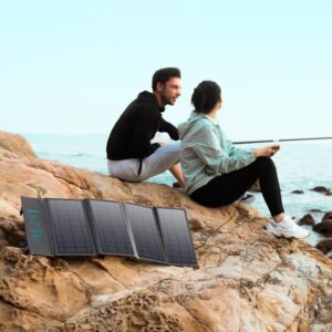 Ładowarka solarna słoneczna turystyczna USB USB C 36W QC PD szara 14 Ładowarka solarna słoneczna turystyczna USB USB C 36W QC PD szara - obrazek 4
