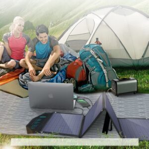 Duża ładowarka solarna 80W rozkładana DC USB C 2xUSB PD QC czarna - obrazek 6