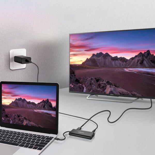 Stacja dokująca adapter hub USB Typ C 6w1 100W PD czarny 7 1016600 8 stacja dokujaca adapter hub usb c 6w choetech hurtownia sklep