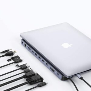 Stacja dokująca adapter hub USB Typ C 11w1 100W PD szary 9 Stacja dokująca adapter hub USB Typ C 11w1 100W PD szary - obrazek 3