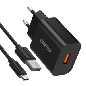 Szybka ładowarka sieciowa QuickCharge 3.0 18W 3A + kabel USB 1m czarny - obrazek 3