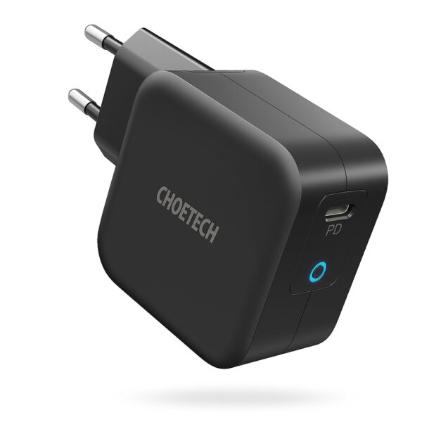 Ładowarka sieciowa GaN USB Typ C 60W + kabel USB Typ C 1.8m czarny 1 1016618 2 ladowarka sieciowa gan usb c 60w k choetech hurtownia sklep