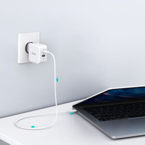 Szybka ładowarka sieciowa GaN USB Typ C PD USB-A QC3.0 65W 3.25A biały - obrazek 2