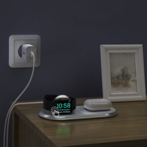 Ładowarka bezprzewodowa Qi 2w1 do smartfona Apple Watch ze stojakiem USB Typ C biały 14 Ładowarka bezprzewodowa Qi 2w1 do smartfona Apple Watch ze stojakiem USB Typ C biały - obrazek 6