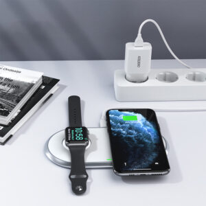 Ładowarka bezprzewodowa Qi 2w1 do smartfona Apple Watch ze stojakiem USB Typ C biały 15 Ładowarka bezprzewodowa Qi 2w1 do smartfona Apple Watch ze stojakiem USB Typ C biały - obrazek 7