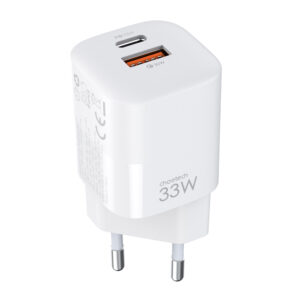 Szybka ładowarka sieciowa GaN USB Typ C PD QC 33W biała - obrazek 3