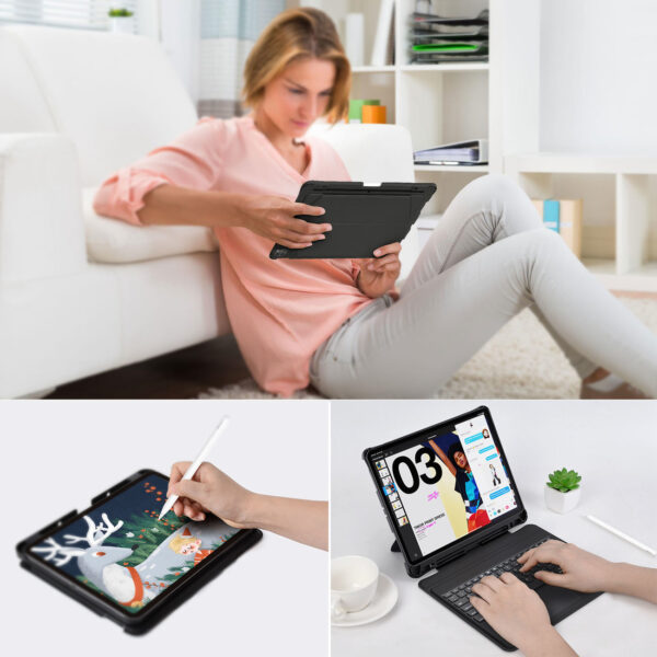 Etui pokrowiec Keyboard Case do iPad Pro 12.9"" + bezprzewodowa klawiatura Bluetooth czarny 9 1016651 10 etui pokrowiec keyboard case do ipad pro choetech hurtownia sklep
