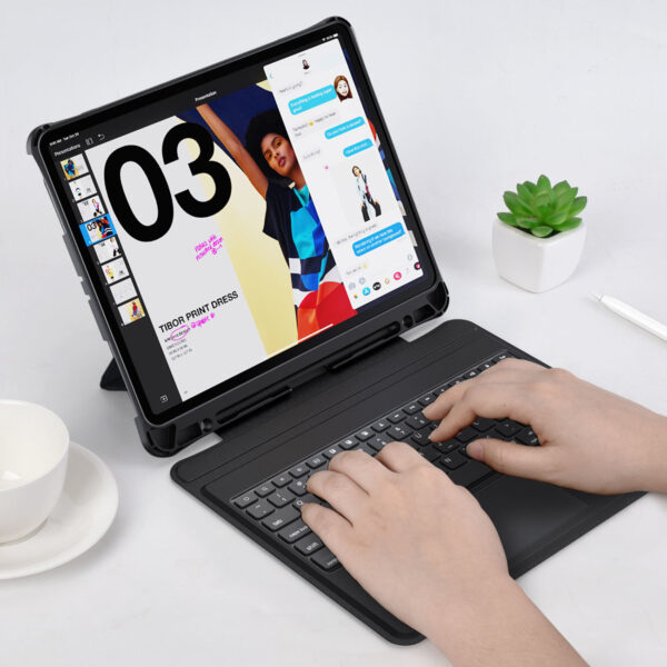 Etui pokrowiec Keyboard Case do iPad Pro 12.9"" + bezprzewodowa klawiatura Bluetooth czarny 10 1016651 11 etui pokrowiec keyboard case do ipad pro choetech hurtownia sklep