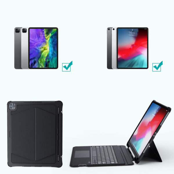 Etui pokrowiec Keyboard Case do iPad Pro 12.9"" + bezprzewodowa klawiatura Bluetooth czarny 3 1016651 4 etui pokrowiec keyboard case do ipad pro choetech hurtownia sklep
