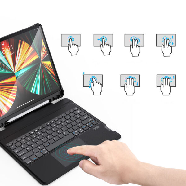 Etui pokrowiec Keyboard Case do iPad Pro 12.9"" + bezprzewodowa klawiatura Bluetooth czarny 5 1016651 6 etui pokrowiec keyboard case do ipad pro choetech hurtownia sklep