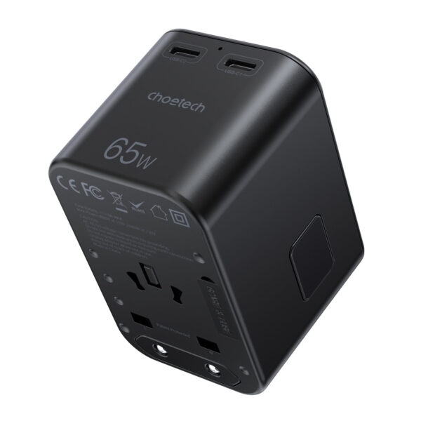 Szybka ładowarka podróżna wtyczka UE UK USA AUS 3xUSB 30-65W czarny 1 1016683 2 szybka ladowarka podrozna wtyczka ue uk choetech hurtownia sklep