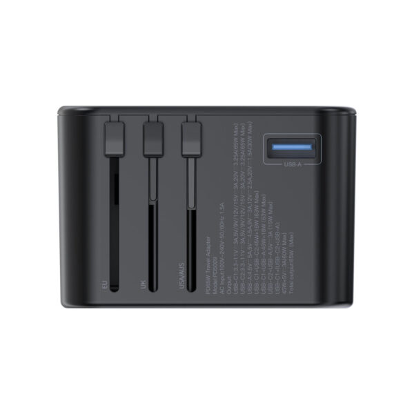 Szybka ładowarka podróżna wtyczka UE UK USA AUS 3xUSB 30-65W czarny 3 1016683 4 szybka ladowarka podrozna wtyczka ue uk choetech hurtownia sklep