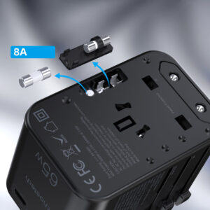 Szybka ładowarka podróżna wtyczka UE UK USA AUS 3xUSB 30-65W czarny 14 Szybka ładowarka podróżna wtyczka UE UK USA AUS 3xUSB 30-65W czarny - obrazek 6