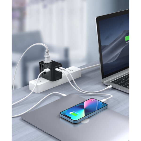 Szybka ładowarka podróżna wtyczka UE UK USA AUS 3xUSB 30-65W czarny 6 1016683 7 szybka ladowarka podrozna wtyczka ue uk choetech hurtownia sklep