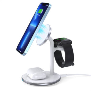 Ładowarka bezprzewodowa indukcyjna ze stojakiem do iPhone Apple Watch AirPods biały 11 Ładowarka bezprzewodowa indukcyjna ze stojakiem do iPhone Apple Watch AirPods biały - obrazek 1