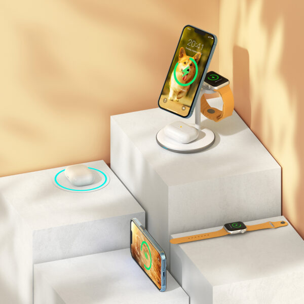 Ładowarka bezprzewodowa indukcyjna ze stojakiem do iPhone Apple Watch AirPods biały 9 1016686 10 ladowarka bezprzewodowa indukcyjna ze st choetech hurtownia sklep