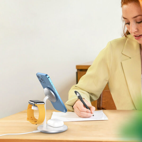Ładowarka bezprzewodowa indukcyjna ze stojakiem do iPhone Apple Watch AirPods biały 10 1016686 11 ladowarka bezprzewodowa indukcyjna ze st choetech hurtownia sklep