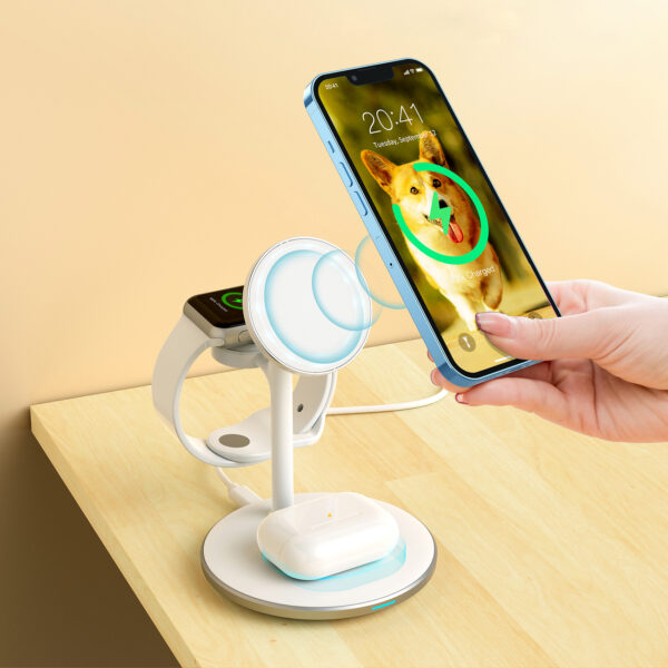 Ładowarka bezprzewodowa indukcyjna ze stojakiem do iPhone Apple Watch AirPods biały 6 1016686 7 ladowarka bezprzewodowa indukcyjna ze st choetech hurtownia sklep