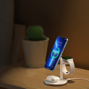 Ładowarka bezprzewodowa indukcyjna ze stojakiem do iPhone Apple Watch AirPods biały 19 Ładowarka bezprzewodowa indukcyjna ze stojakiem do iPhone Apple Watch AirPods biały - obrazek 9