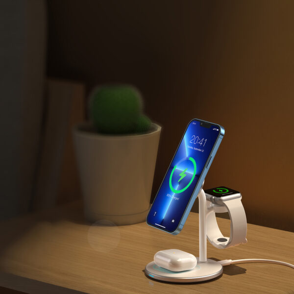Ładowarka bezprzewodowa indukcyjna ze stojakiem do iPhone Apple Watch AirPods biały 8 1016686 9 ladowarka bezprzewodowa indukcyjna ze st choetech hurtownia sklep