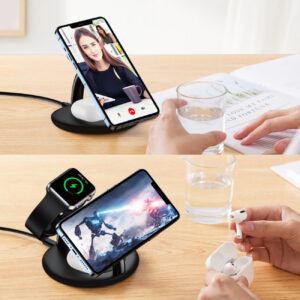 Indukcyjna stacja ładująca do iPhone AirPods Pro Apple Watch 3w1 czarny - obrazek 2