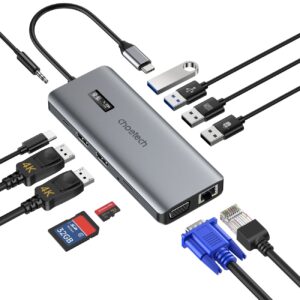 Adapter HUB wielofunkcyjny z wyświetlaczem USB-C USB-A VGA AUX SD TF 12w1 szary - obrazek 2