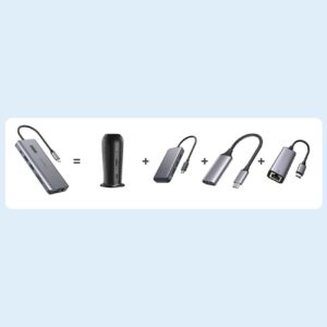 Adapter HUB wielofunkcyjny z wyświetlaczem USB-C USB-A VGA AUX SD TF 12w1 szary - obrazek 8