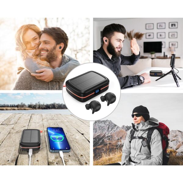 Słuchawki bezprzewodowe TWS wodoodporne z ładowarką solarną i powerbankiem 2500mAh czarny 10 1016712 11 sluchawki bezprzewodowe tws wodoodporne choetech hurtownia sklep