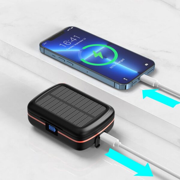 Słuchawki bezprzewodowe TWS wodoodporne z ładowarką solarną i powerbankiem 2500mAh czarny 7 1016712 8 sluchawki bezprzewodowe tws wodoodporne choetech hurtownia sklep