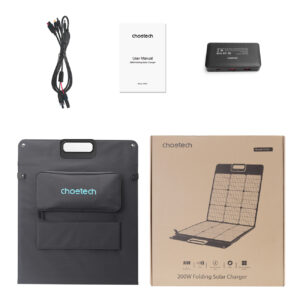 Ładowarka solarna soneczna 200W przenośny panel słoneczny czarny 12 Ładowarka solarna soneczna 200W przenośny panel słoneczny czarny - obrazek 5