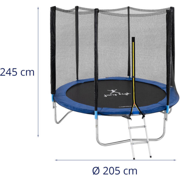 Trampolina ogrodowa z siatką i osłoną na sprężyny śr. 244 cm do 80 kg czarno-niebieska 7 10230228 7