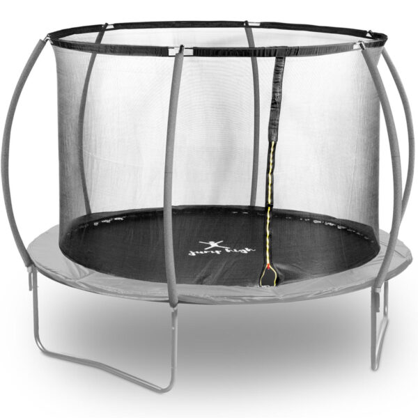 Trampolina ogrodowa z siatką i osłoną na sprężyny śr. 305 cm do 100 kg czarno-szara 1 10230229 1