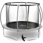 10230229 trampolina ogrodowa z siatka i oslona na sprezyny sr 305 cm do 100 kg czarno szara ean 4062859075369 hurtownia sklep